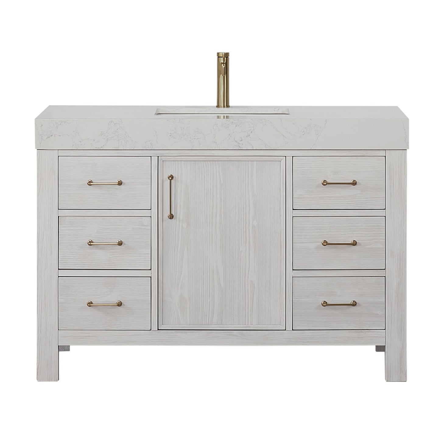 León 48" Free-standing Single Bathroom Vanity in Washed White