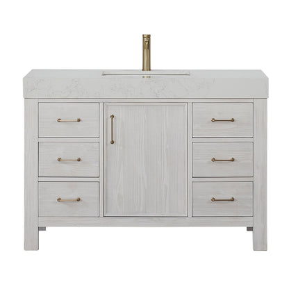 León 48" Free-standing Single Bathroom Vanity in Washed White