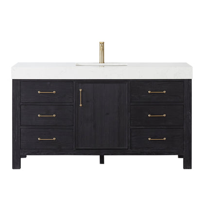 León 60" Free-standing Single Bathroom Vanity in Fir Wood Black