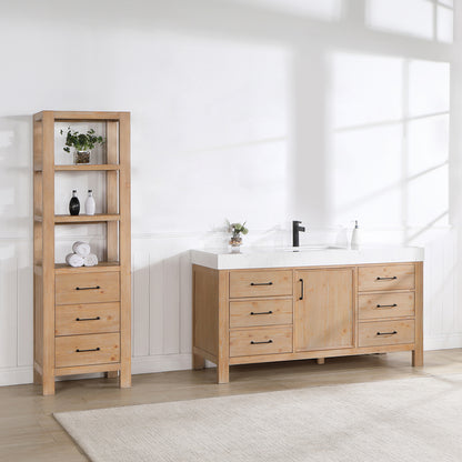 León 60" Free-standing Single Bathroom Vanity in Fir Wood Brown