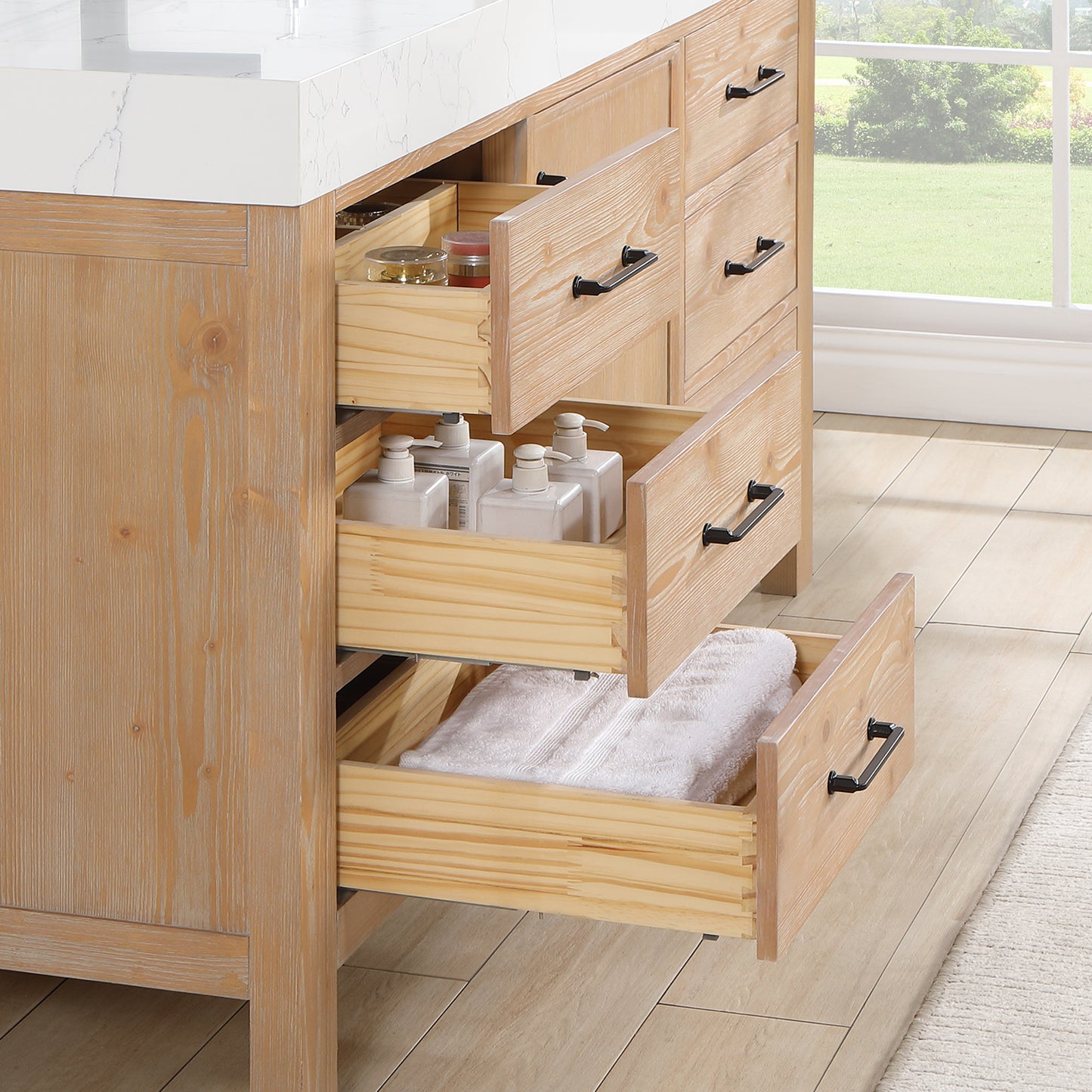León 60" Free-standing Single Bathroom Vanity in Fir Wood Brown