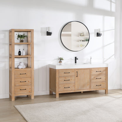 León 60" Free-standing Single Bathroom Vanity in Fir Wood Brown