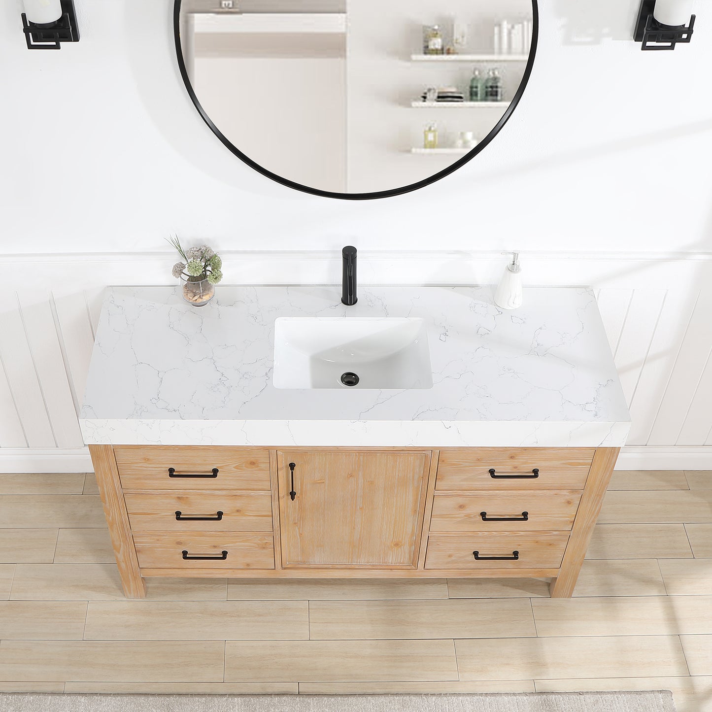 León 60" Free-standing Single Bathroom Vanity in Fir Wood Brown