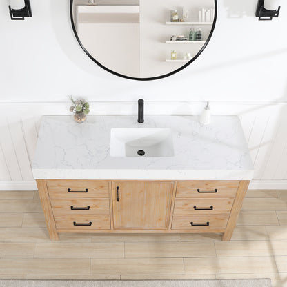 León 60" Free-standing Single Bathroom Vanity in Fir Wood Brown