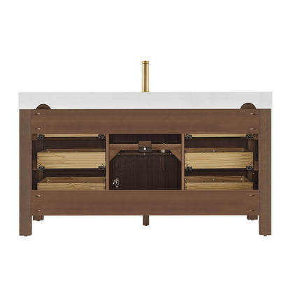 León 60" Free-standing Single Bathroom Vanity in Spruce Aged Brown