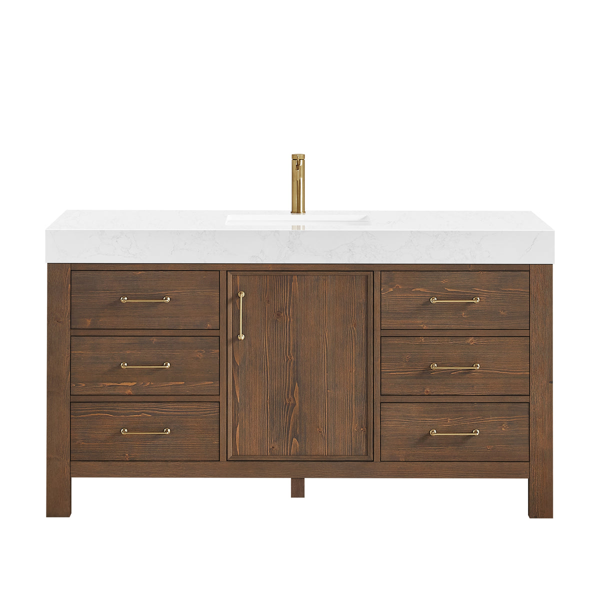 León 60" Free-standing Single Bathroom Vanity in Spruce Aged Brown