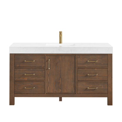 León 60" Free-standing Single Bathroom Vanity in Spruce Aged Brown