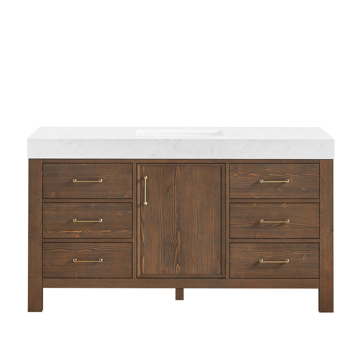 León 60" Free-standing Single Bathroom Vanity in Spruce Aged Brown