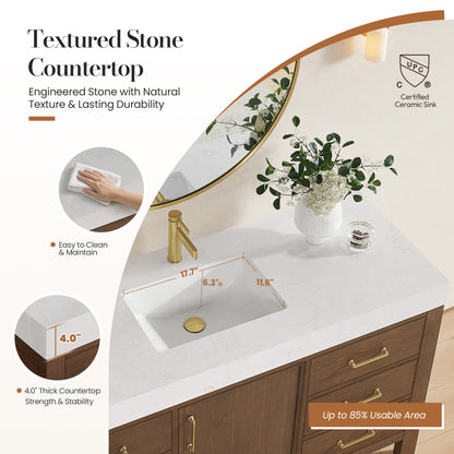 León 60" Free-standing Single Bathroom Vanity in Spruce Aged Brown