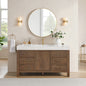 León 60" Free-standing Single Bathroom Vanity in Spruce Aged Brown with Mirror