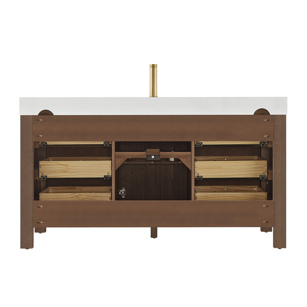 León 60" Free-standing Single Bathroom Vanity in Spruce Aged Brown with Mirror