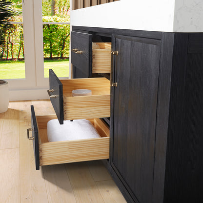 León 60" Free-standing Double Bathroom Vanity in Fir Wood Black
