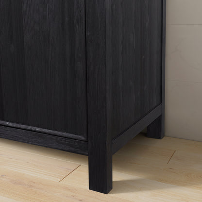 León 60" Free-standing Double Bathroom Vanity in Fir Wood Black