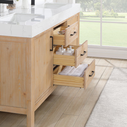 León 60" Free-standing Double Bathroom Vanity in Fir Wood Brown