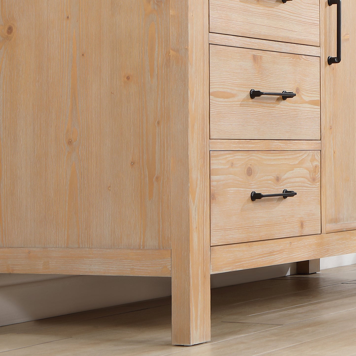 León 60" Free-standing Double Bathroom Vanity in Fir Wood Brown