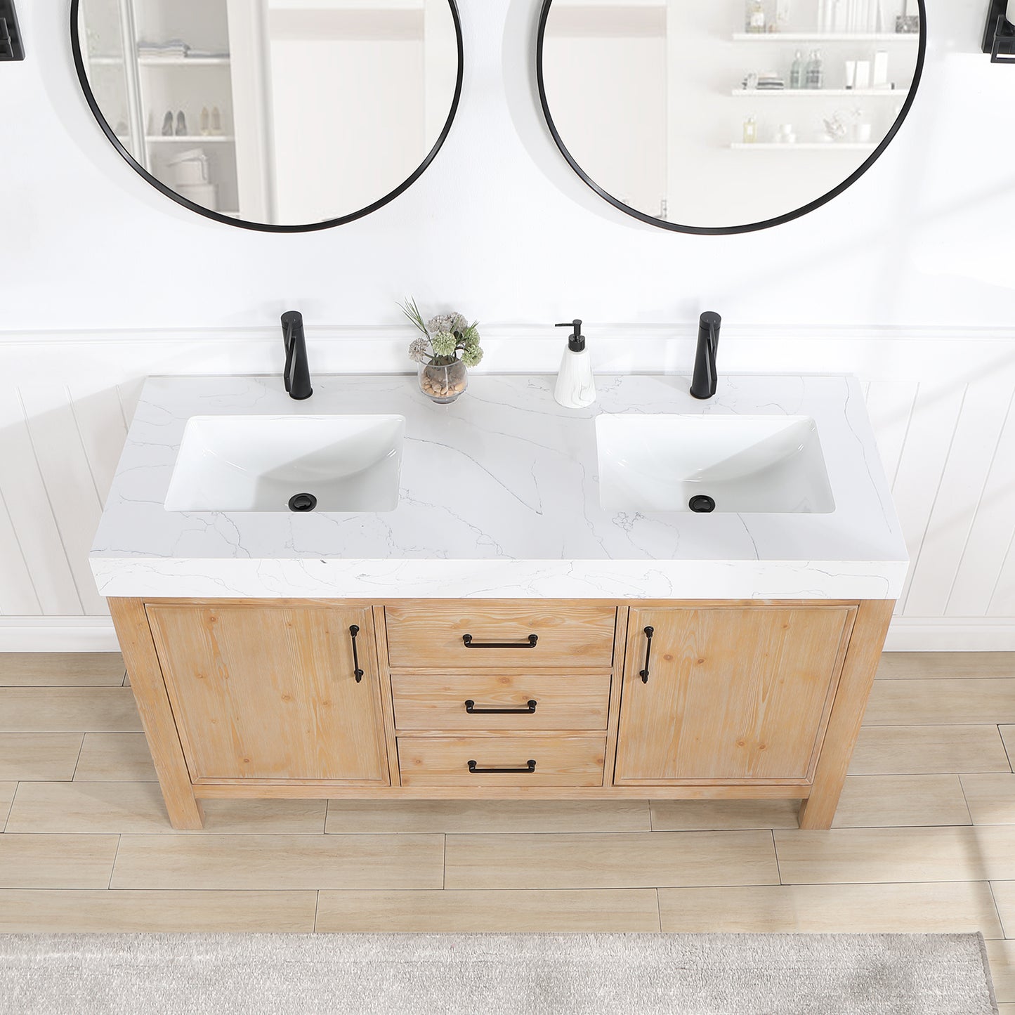 León 60" Free-standing Double Bathroom Vanity in Fir Wood Brown