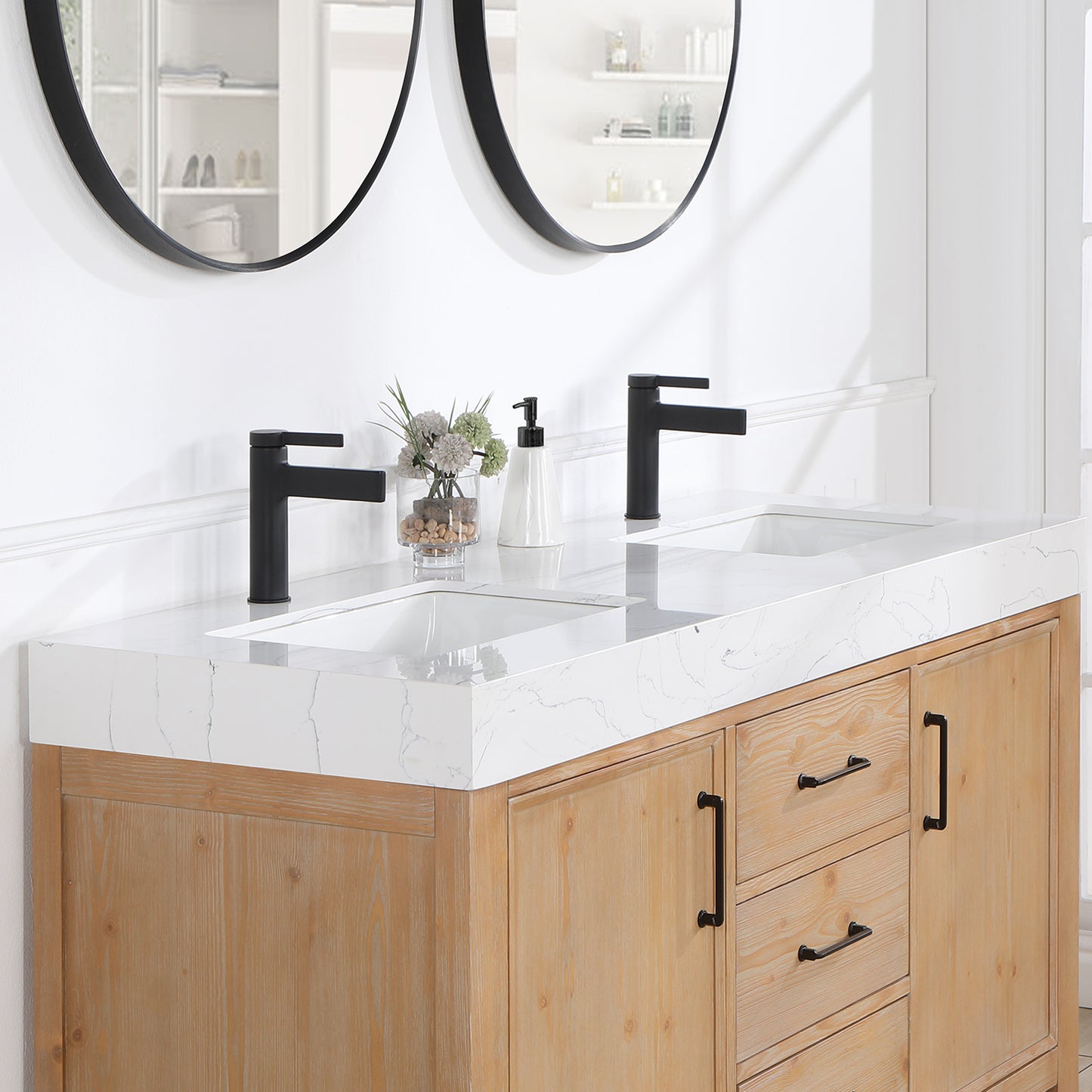 León 60" Free-standing Double Bathroom Vanity in Fir Wood Brown