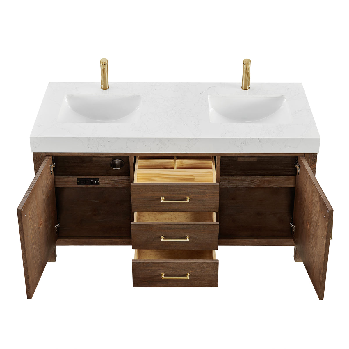 León 60" Free-standing Double Bathroom Vanity in Spruce Aged Brown