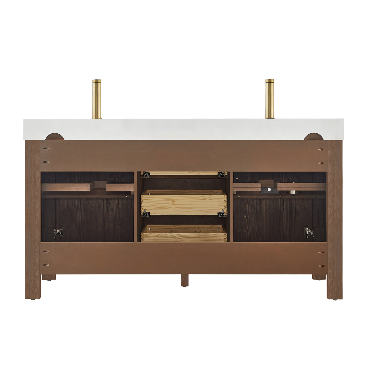 León 60" Free-standing Double Bathroom Vanity in Spruce Aged Brown