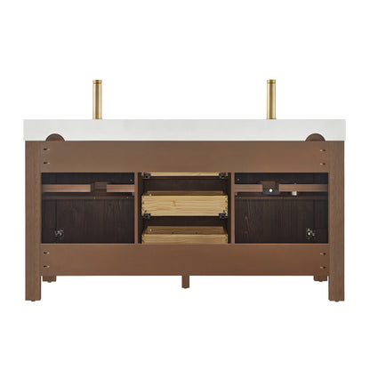 León 60" Free-standing Double Bathroom Vanity in Spruce Aged Brown
