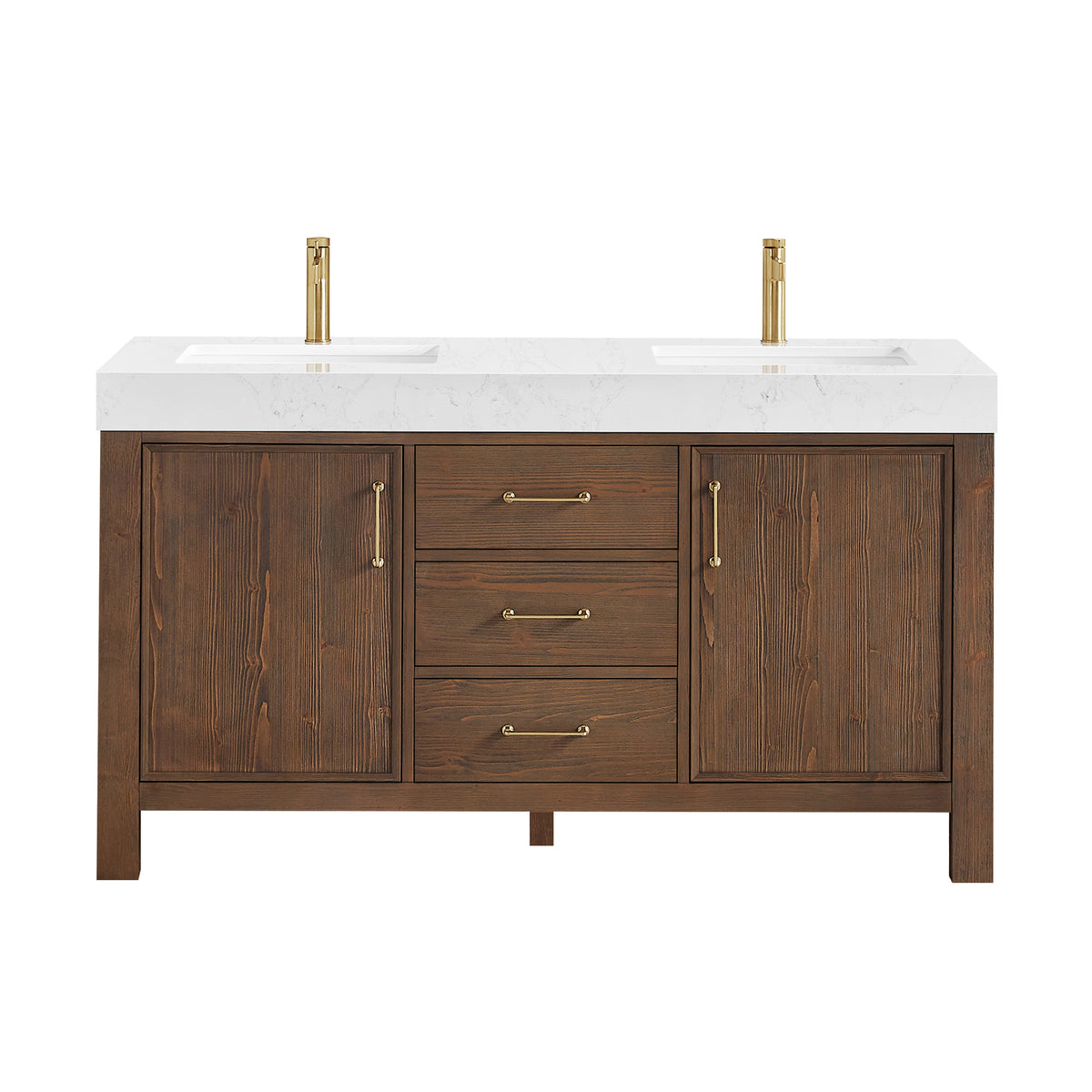 León 60" Free-standing Double Bathroom Vanity in Spruce Aged Brown