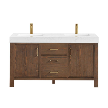 León 60" Free-standing Double Bathroom Vanity in Spruce Aged Brown