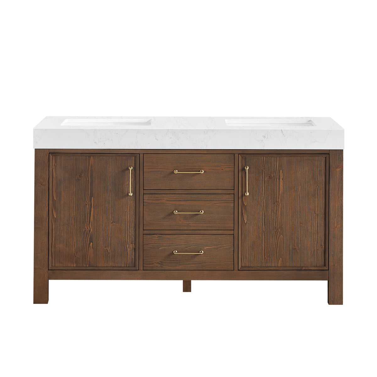 León 60" Free-standing Double Bathroom Vanity in Spruce Aged Brown