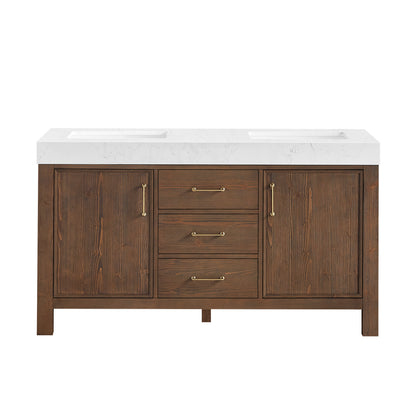León 60" Free-standing Double Bathroom Vanity in Spruce Aged Brown