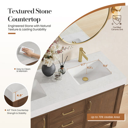 León 60" Free-standing Double Bathroom Vanity in Spruce Aged Brown