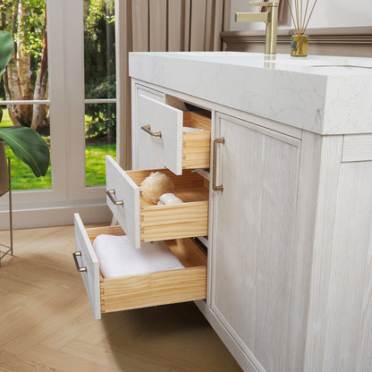 León 60" Free-standing Double Bathroom Vanity in Washed White