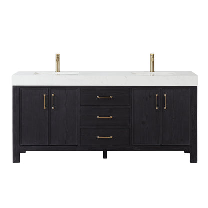 León 72" Free-standing Double Bathroom Vanity in Fir Wood Black