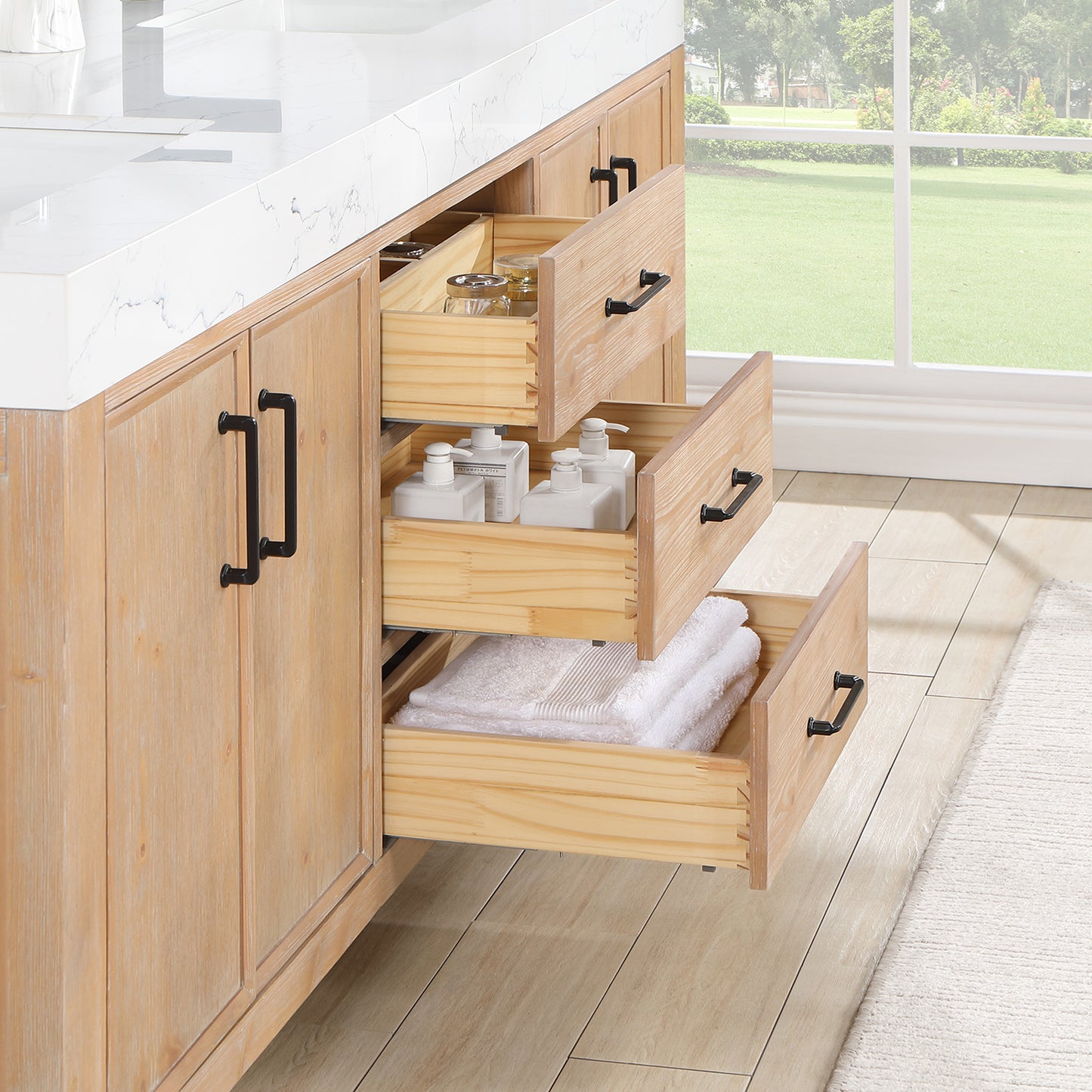 León 72" Freestanding Double Bathroom Vanity in Fir Wood Brown
