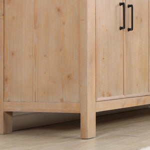 León 72in. Free-standing Double Bathroom Vanity in Fir Wood Brown with Composite top in Lightning White
