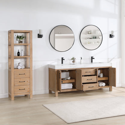 León 72" Freestanding Double Bathroom Vanity in Fir Wood Brown