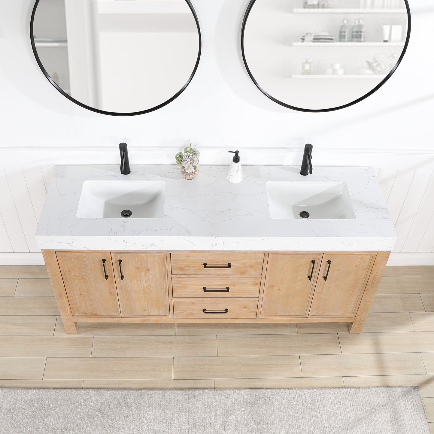 León 72" Freestanding Double Bathroom Vanity in Fir Wood Brown