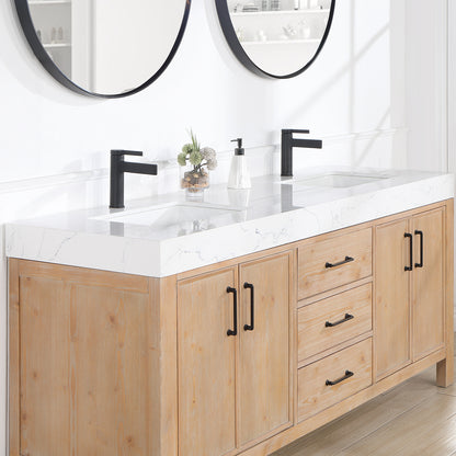 León 72" Freestanding Double Bathroom Vanity in Fir Wood Brown