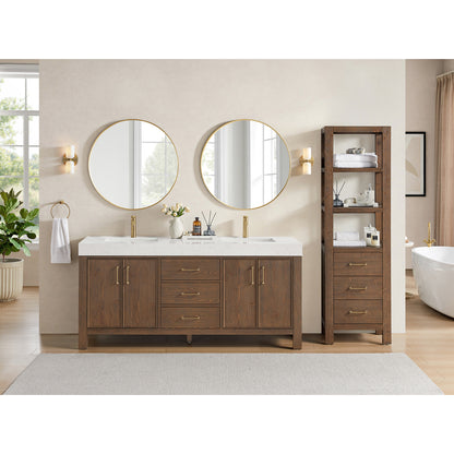 León 72" Free-standing Double Bathroom Vanity in Spruce Aged Brown