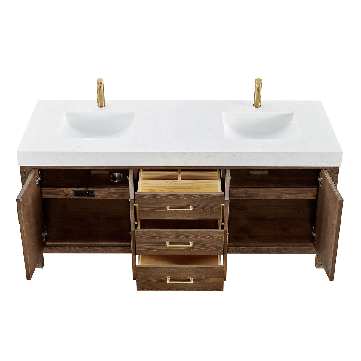 León 72" Free-standing Double Bathroom Vanity in Spruce Aged Brown