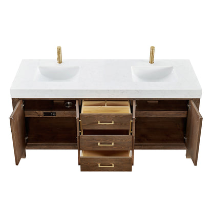 León 72" Free-standing Double Bathroom Vanity in Spruce Aged Brown
