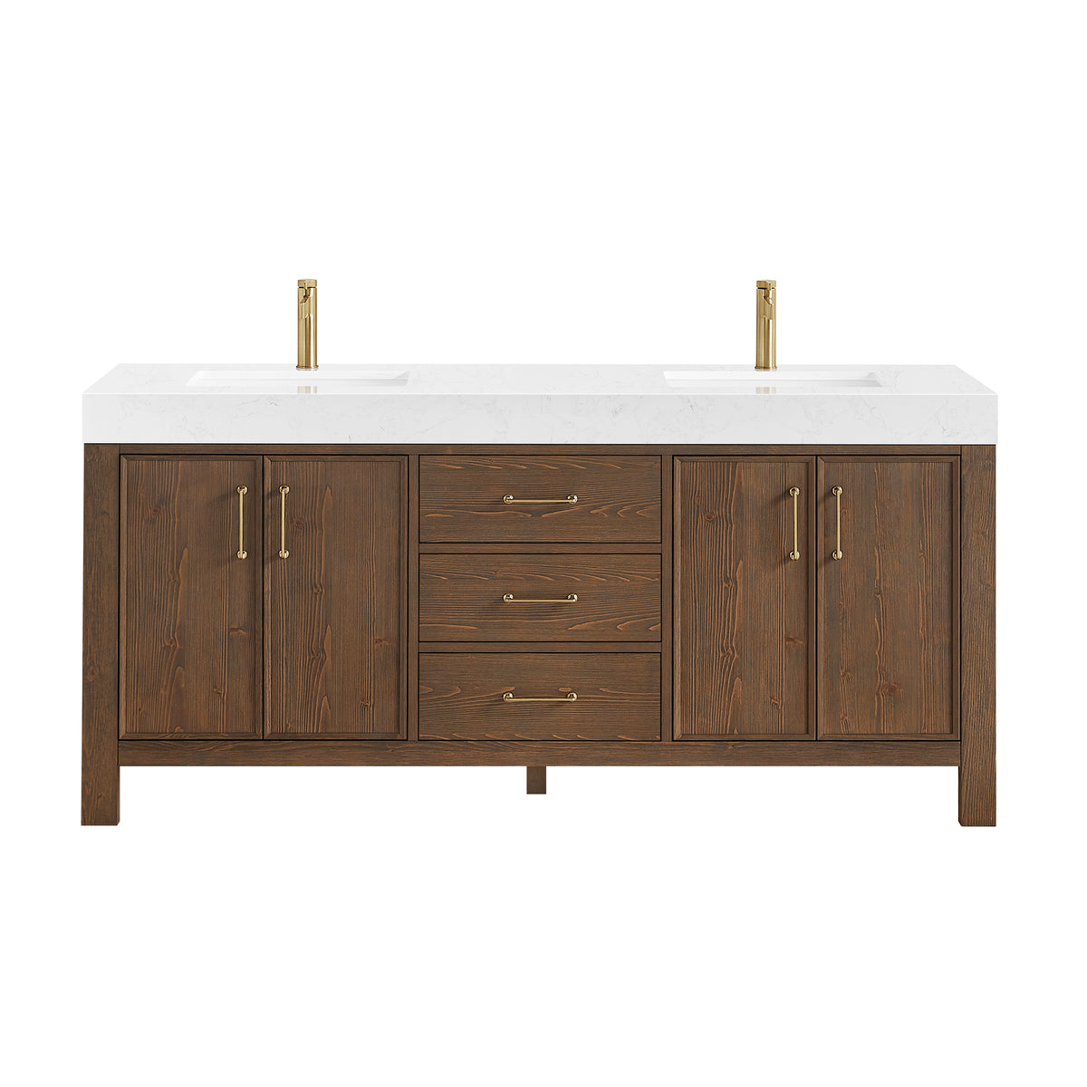 León 72" Free-standing Double Bathroom Vanity in Spruce Aged Brown