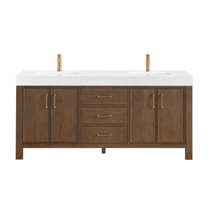 León 72" Free-standing Double Bathroom Vanity in Spruce Aged Brown