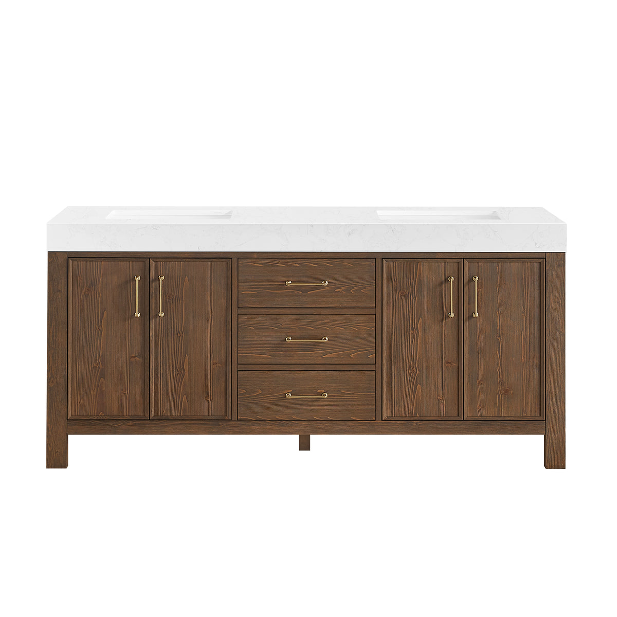 León 72" Free-standing Double Bathroom Vanity in Spruce Aged Brown