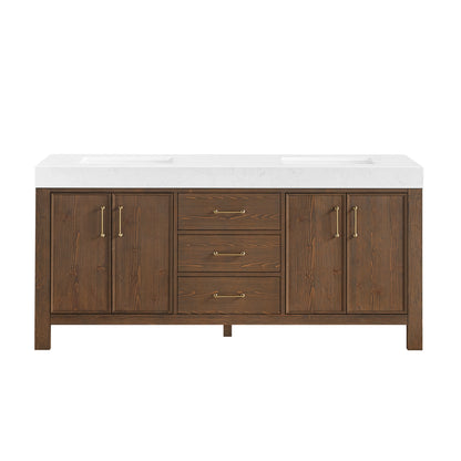 León 72" Free-standing Double Bathroom Vanity in Spruce Aged Brown