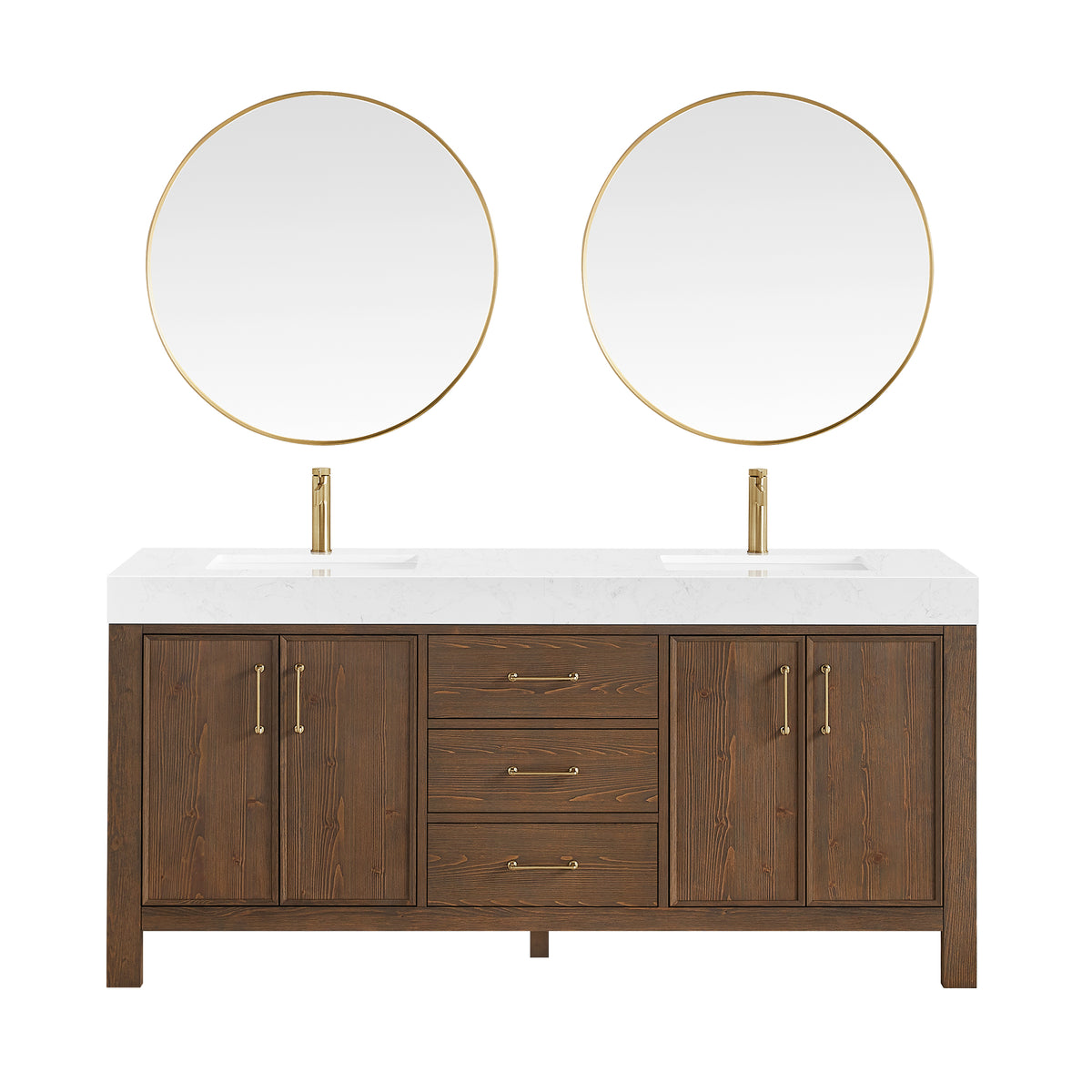 León 72" Free-standing Double Bathroom Vanity in Spruce Aged Brown with Mirror