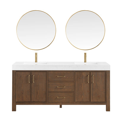 León 72" Free-standing Double Bathroom Vanity in Spruce Aged Brown with Mirror
