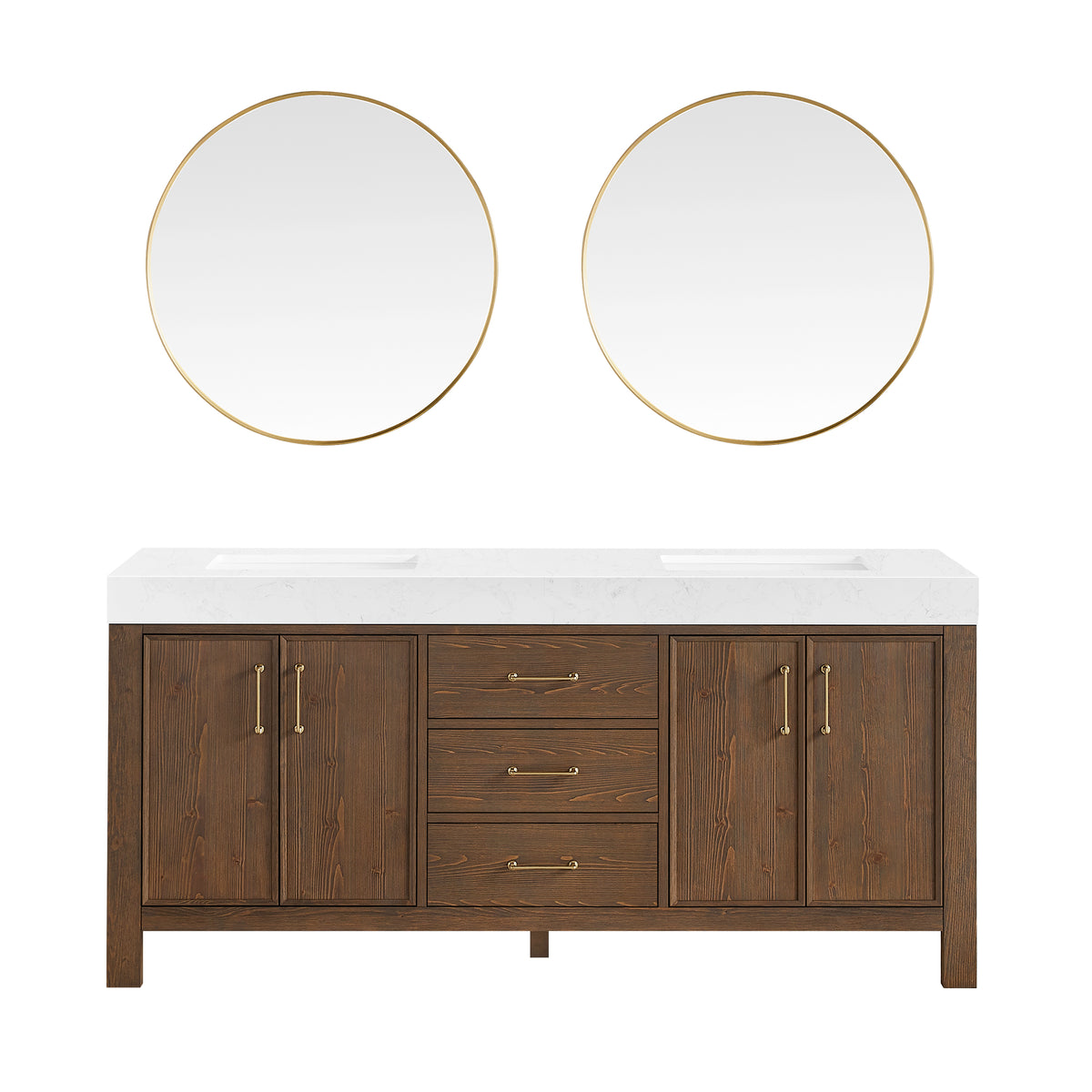 León 72" Free-standing Double Bathroom Vanity in Spruce Aged Brown with Mirror