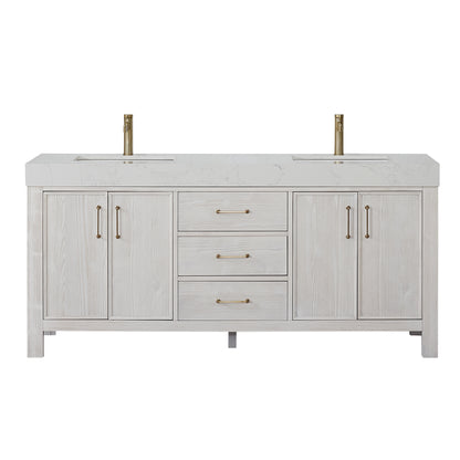 León 72" Free-standing Double Bathroom Vanity in Washed White