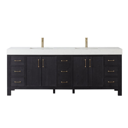 León 84" Free-standing Double Bathroom Vanity in Fir Wood Black