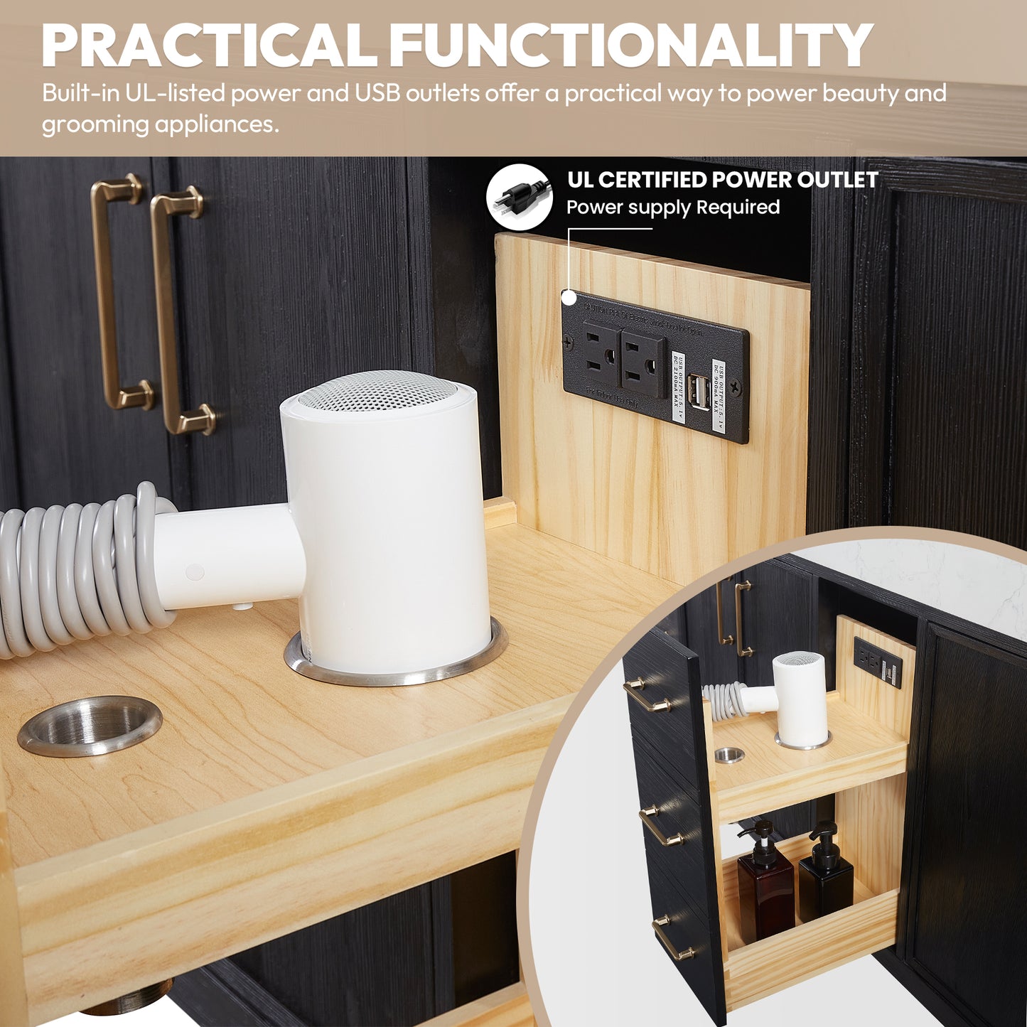 León 84" Free-standing Double Bathroom Vanity in Fir Wood Black