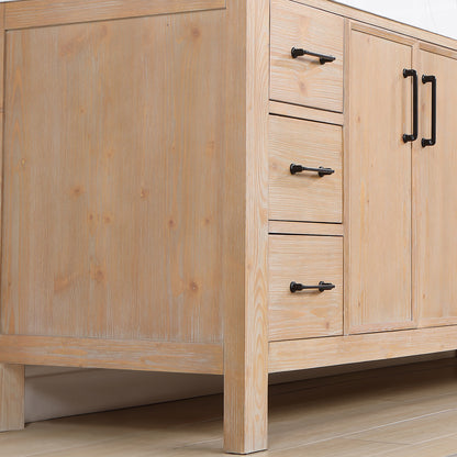León 84" Free-standing Double Bathroom Vanity in Fir Wood Brown